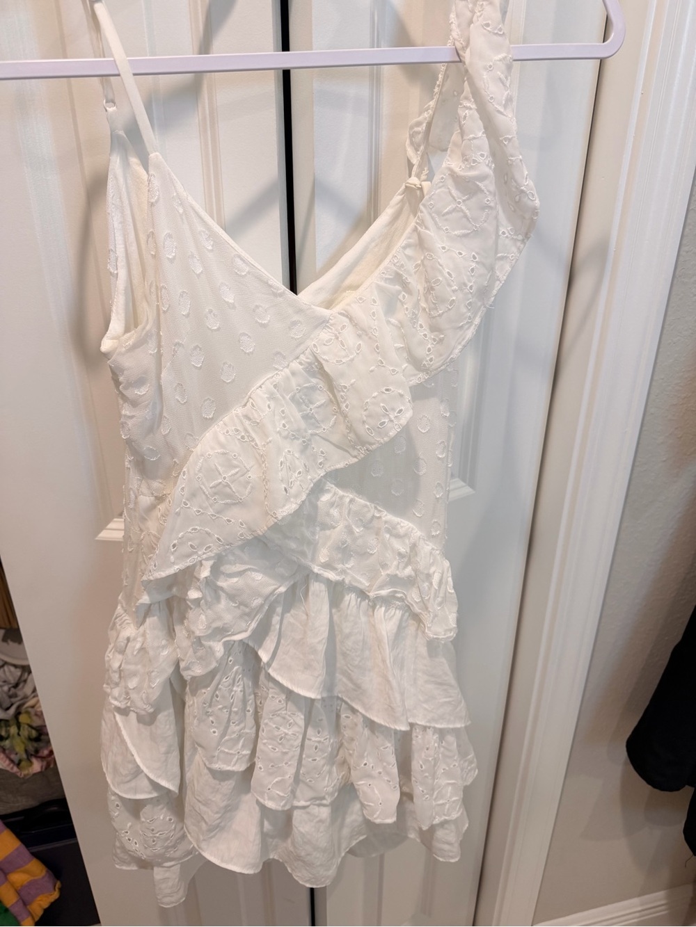 Anthropologie White Eyelet Ruffle Mini Dress